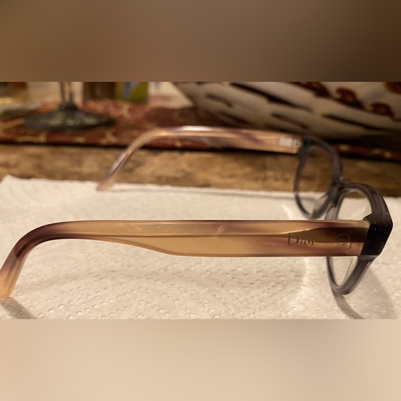 🇮🇹Dior~Transparent Brown Shiny Lightweight Eyeglass Frames Silver Logo/Details - Picture 9 of 14